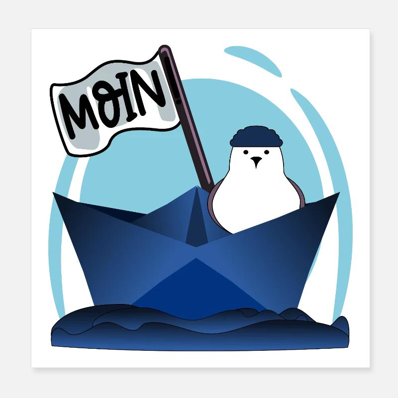PAPIERBOOT MOIN PAPIERSCHIFF MÖWE Poster 20x20 cm