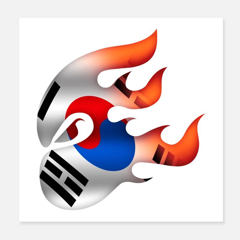 Korean Flag - Korea - Ninja Poster 8" x 8" (20x20 cm)