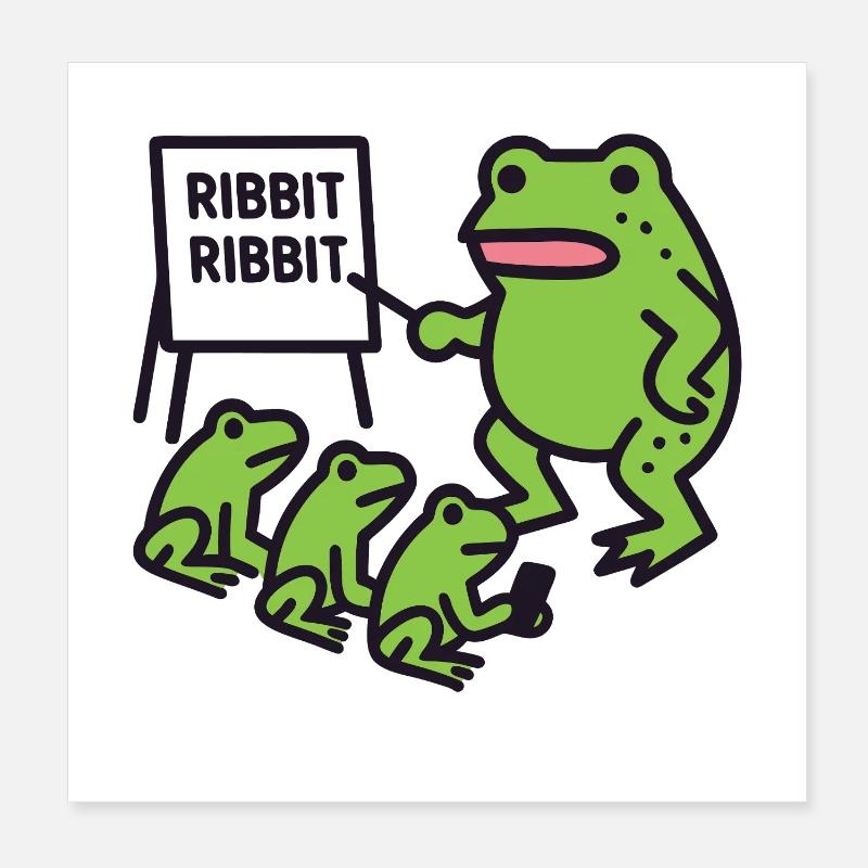 Froschunterricht mit Ribbit-Phrase Poster 20x20 cm