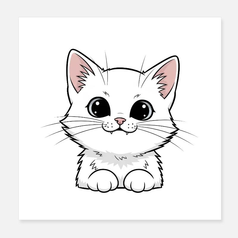 Cute White Kitten Design Poster 8" x 8" (20x20 cm)