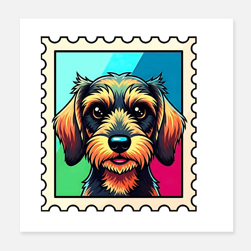 Portrait de chien coloré dans le style Pop Art Poster 20 x 20 cm