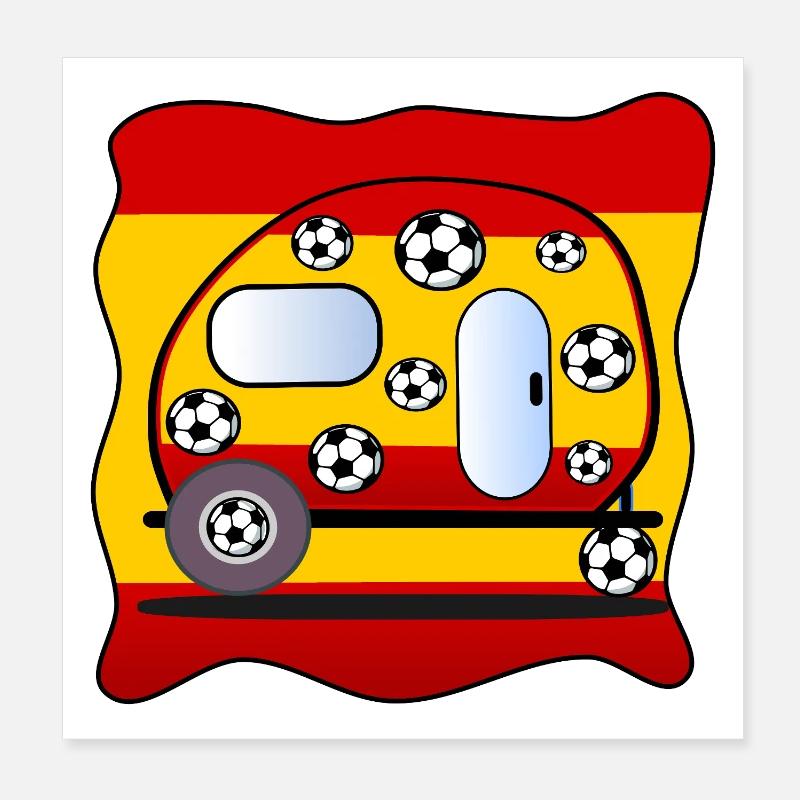 Fußball Camping Spanien Poster 20x20 cm