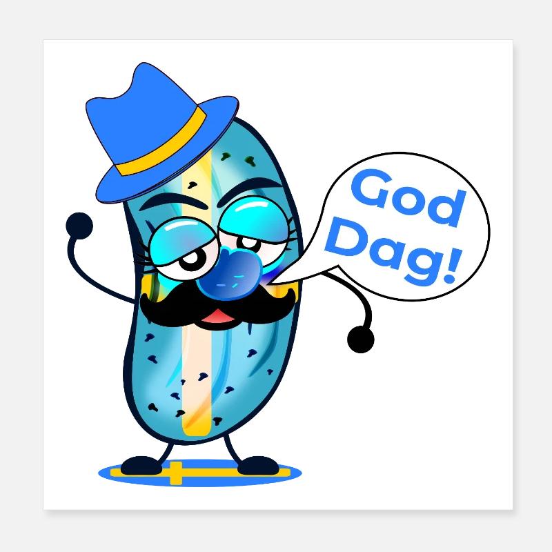 Bonne journée moustache cornichon Poster 20 x 20 cm