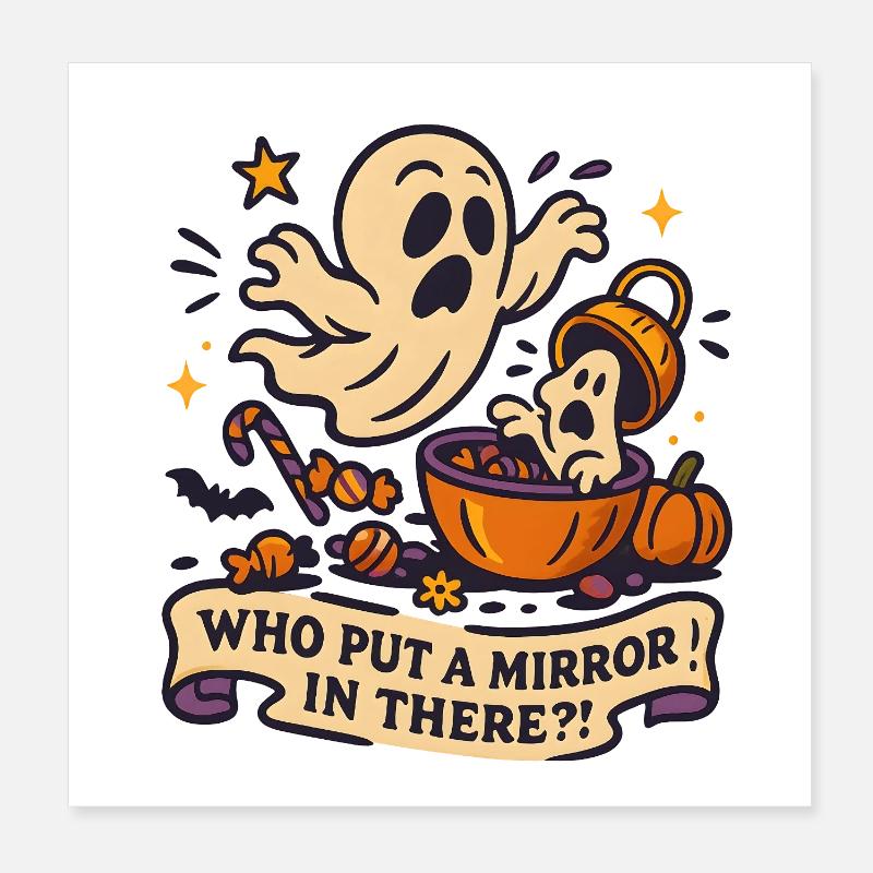 Haunted ghost with Halloween saying Poster 8" x 8" (20x20 cm)