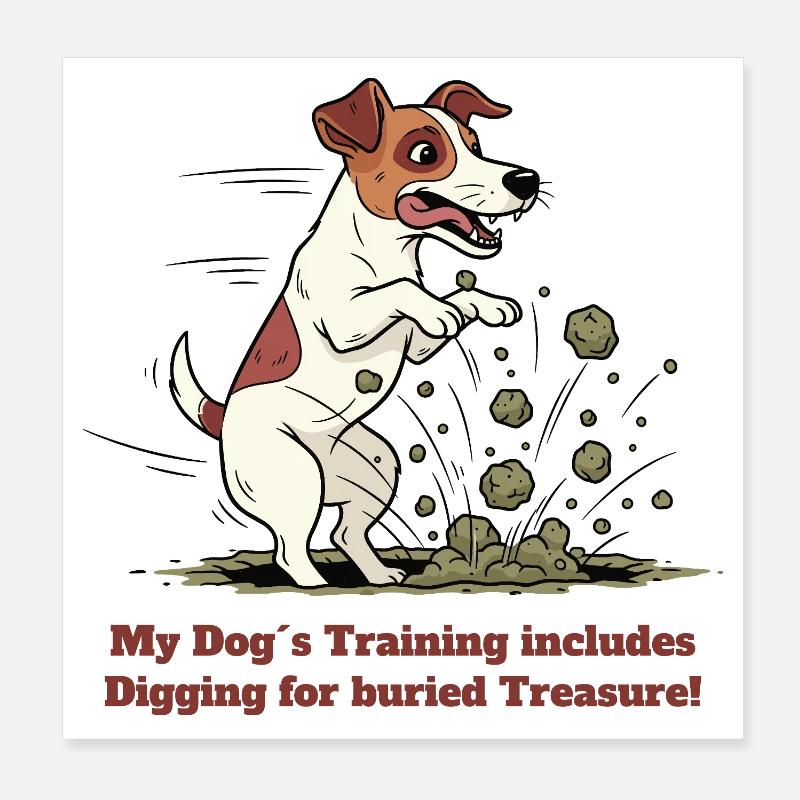 L’éducation de mon chien : déterrer des trésors ! Poster 20 x 20 cm