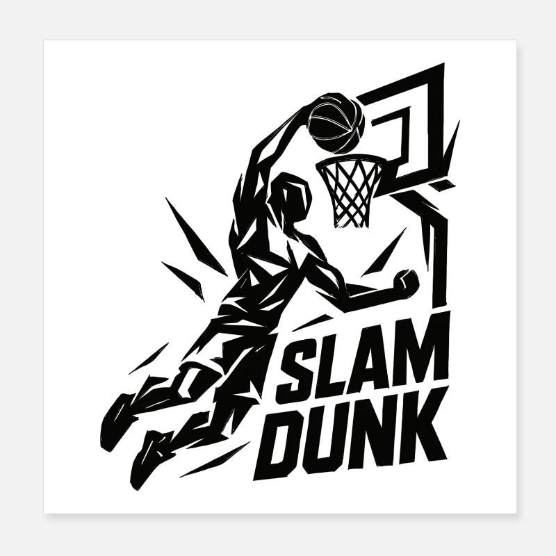 Basketball Slam Dunk Throw Player Dunking Gift Poster 8" x 8" (20x20 cm)