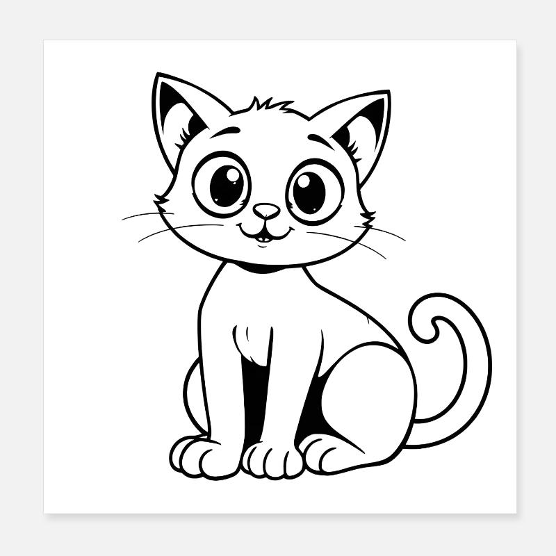 Chat minimaliste Poster 20 x 20 cm