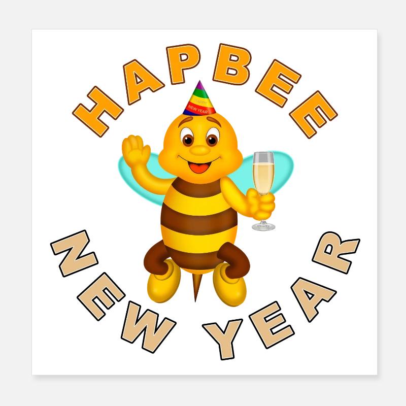 HAPBEE Neujahr mit Text 2 Poster 20x20 cm
