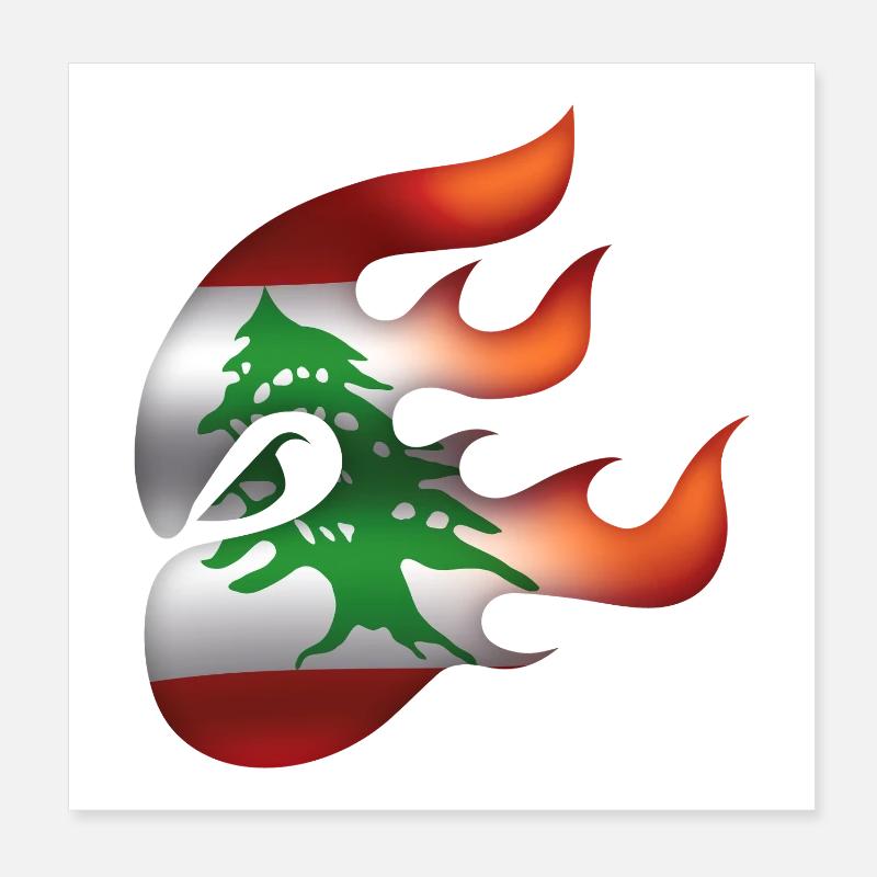 Flagge des Libanon - Libanon - Ninja Poster 20x20 cm