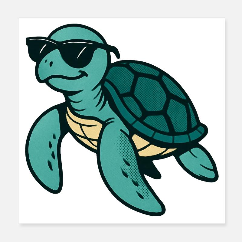 Cool turtle with sunglasses Poster 8" x 8" (20x20 cm)