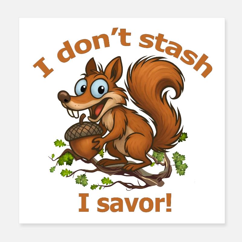 Verspieltes Eichhörnchen mit Eichel-Design Poster 20x20 cm