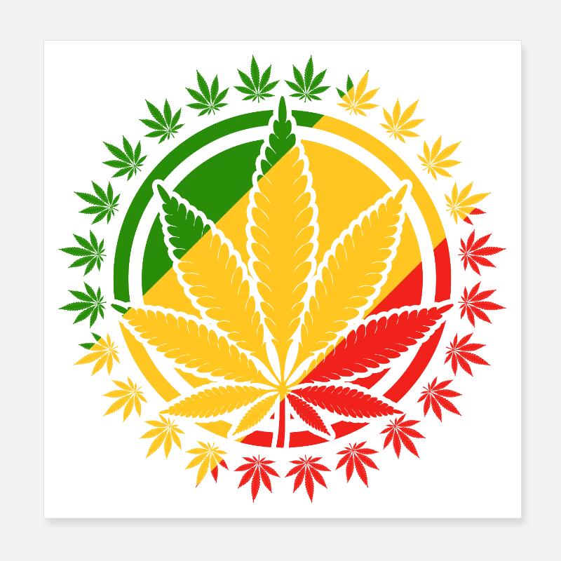 Motif de feuille de cannabis inspiré de Rasta Poster 20 x 20 cm