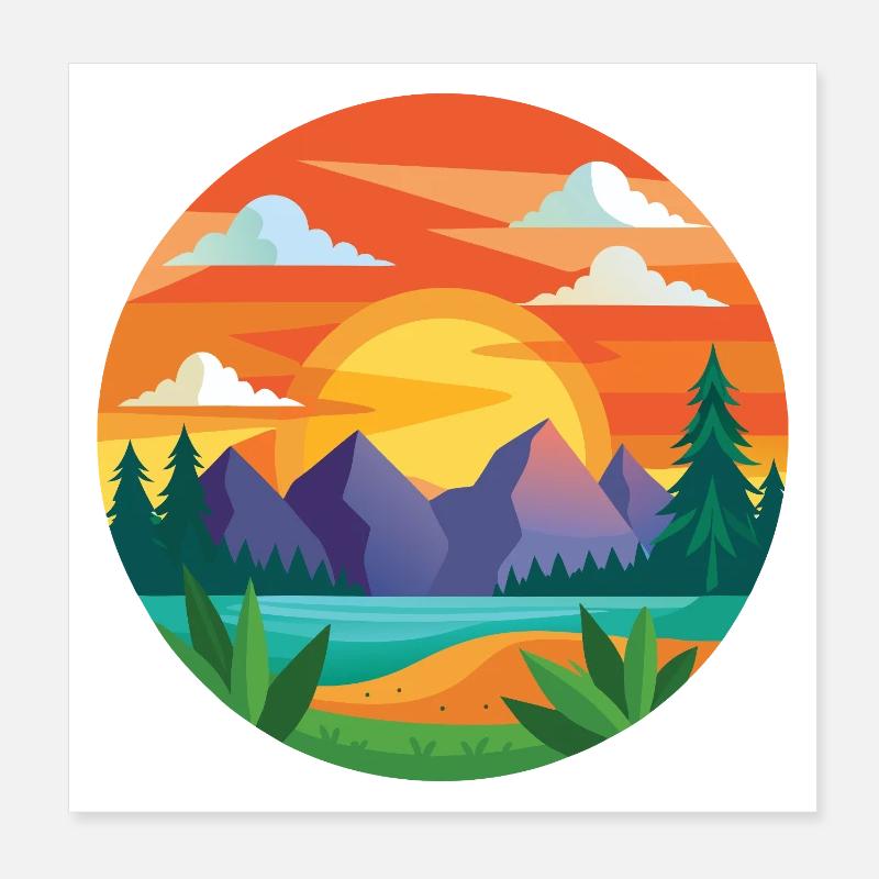 Colorful Mountains Poster 8" x 8" (20x20 cm)