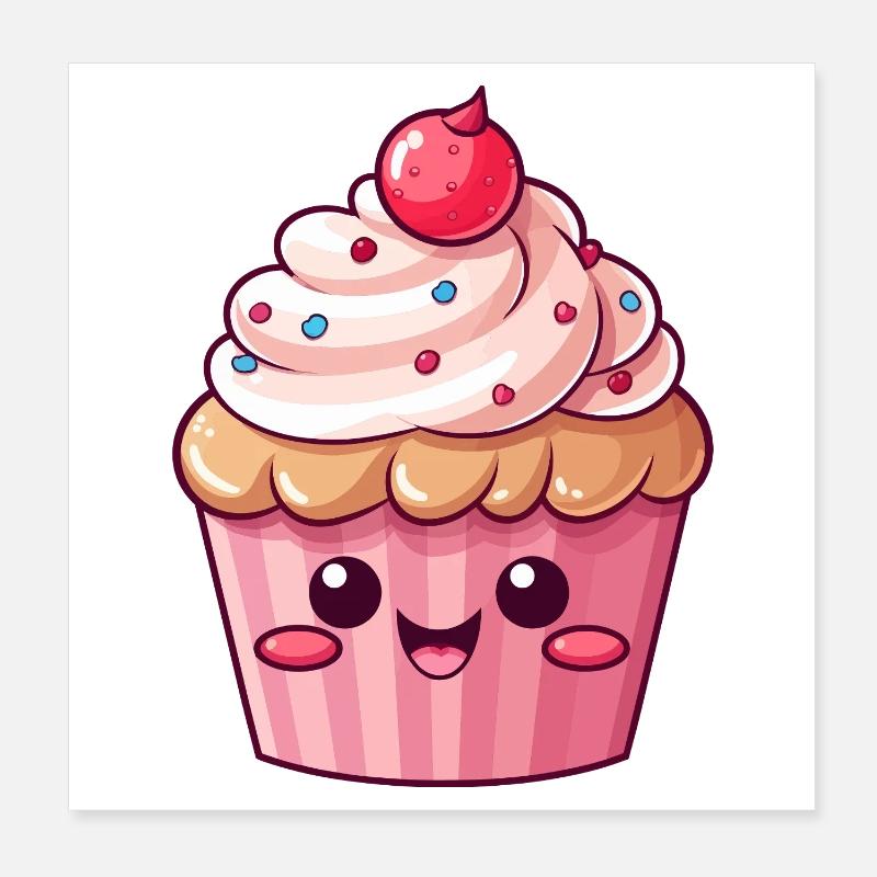Cute Pink Cupcake with Sprinkles Poster 8" x 8" (20x20 cm)