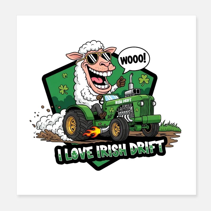 Irisches Drift Schaf Auto Design Poster 20x20 cm
