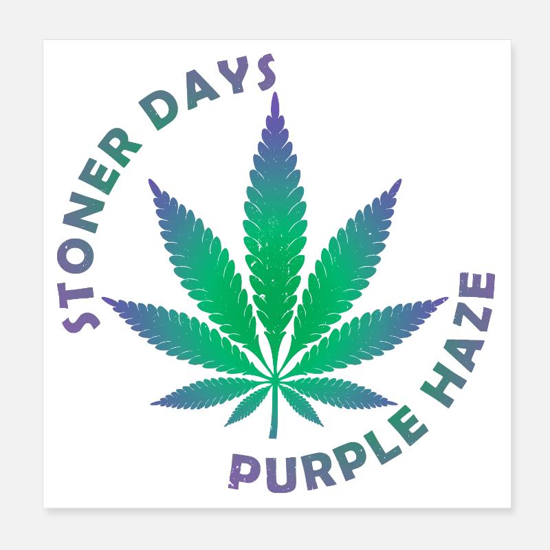 Stoner Days Cannabis Leaf Illustration Poster 8" x 8" (20x20 cm)