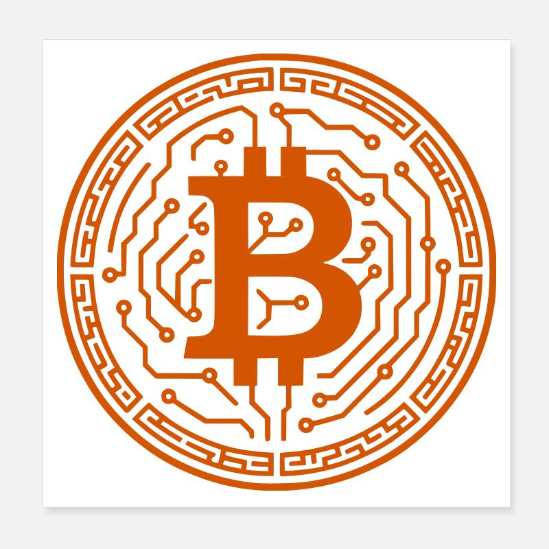 Bitcoin with circuits Poster 8" x 8" (20x20 cm)