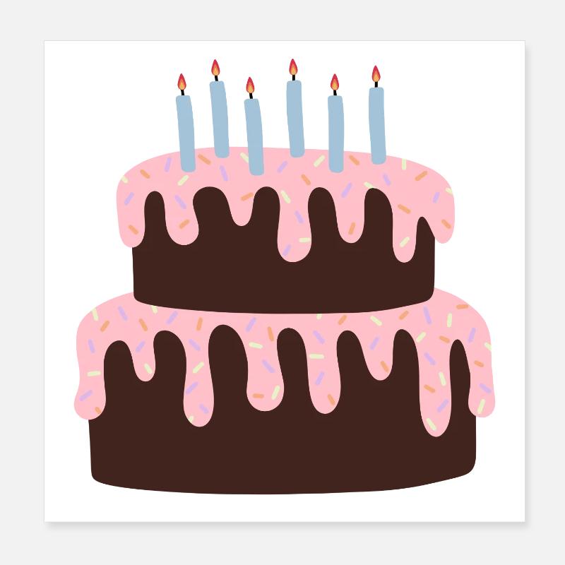 Celebration Cake with Pink Icing Poster 8" x 8" (20x20 cm)