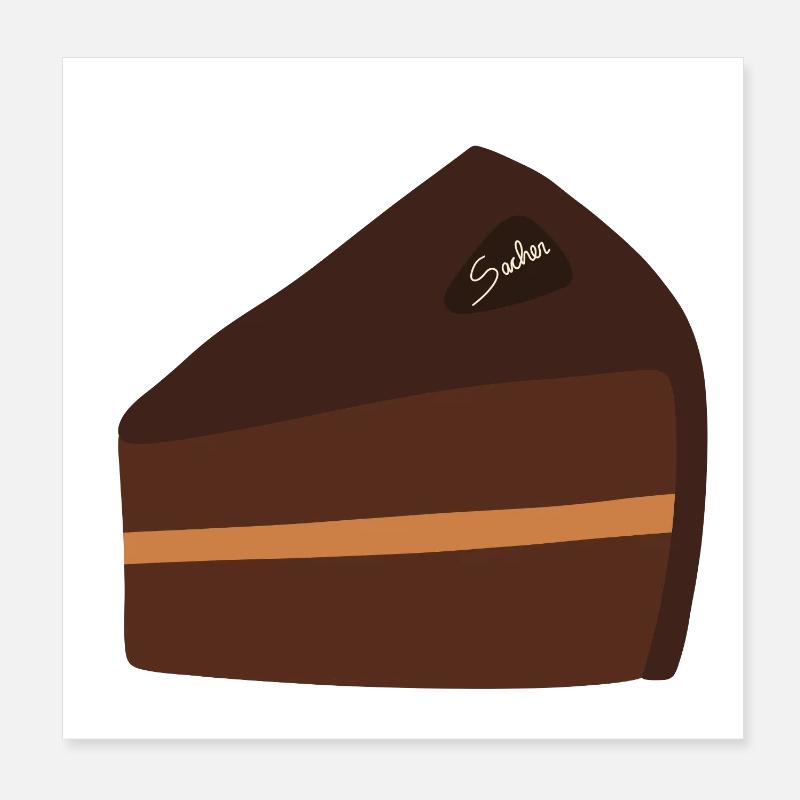 Sacher Schokoladenscheibe Illustration Design Poster 20x20 cm