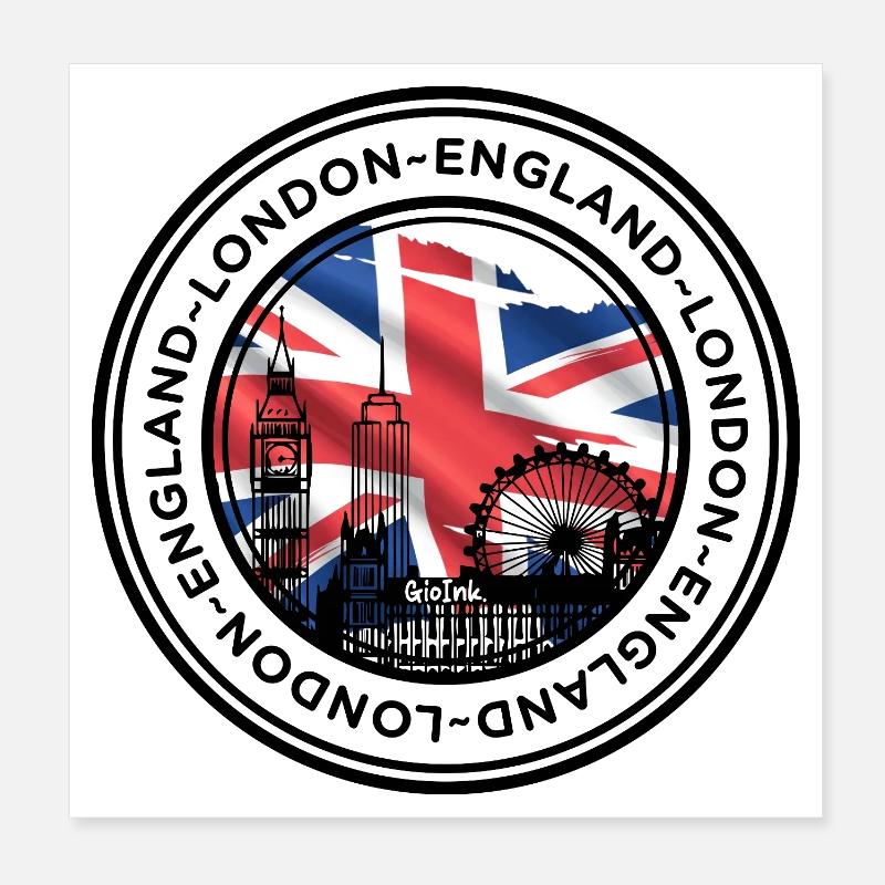 Collage de monuments londoniens avec Union Jack Poster 20 x 20 cm