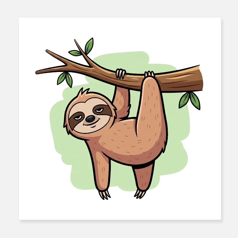 Sloth Poster 8" x 8" (20x20 cm)