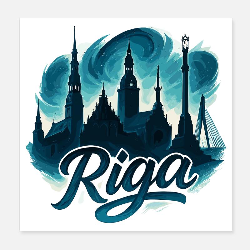 Riga Capitale Lettonie États baltes Cadeau maritime Poster 20 x 20 cm