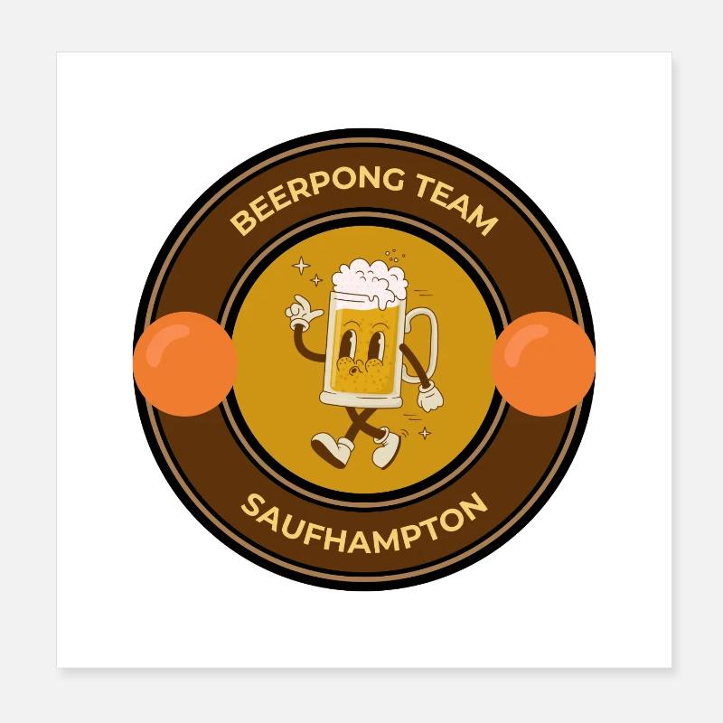 Beer Pong Team Saufhampton Logo Poster 8" x 8" (20x20 cm)