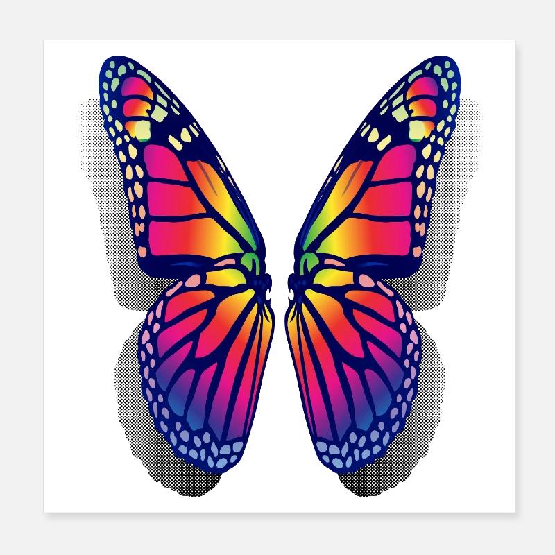 Ailes de papillon arc-en-ciel Poster 20 x 20 cm
