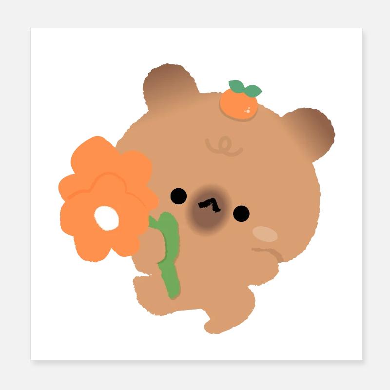 Romantic Capybara Poster 8" x 8" (20x20 cm)