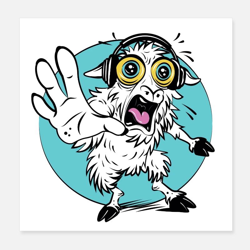 Shocked Sheep Cartoon Tee Poster 8" x 8" (20x20 cm)
