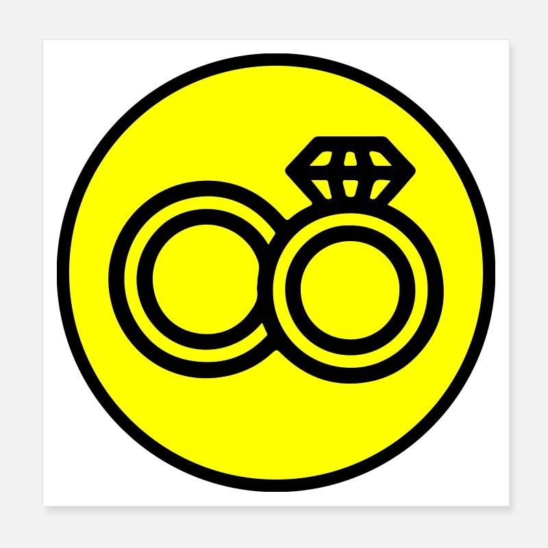 Wedding Rings Wedding Icon Poster 8" x 8" (20x20 cm)