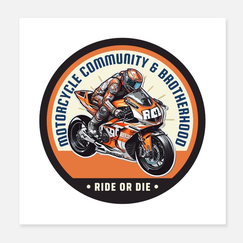 Motard Communauté et Fraternité Poster 20 x 20 cm