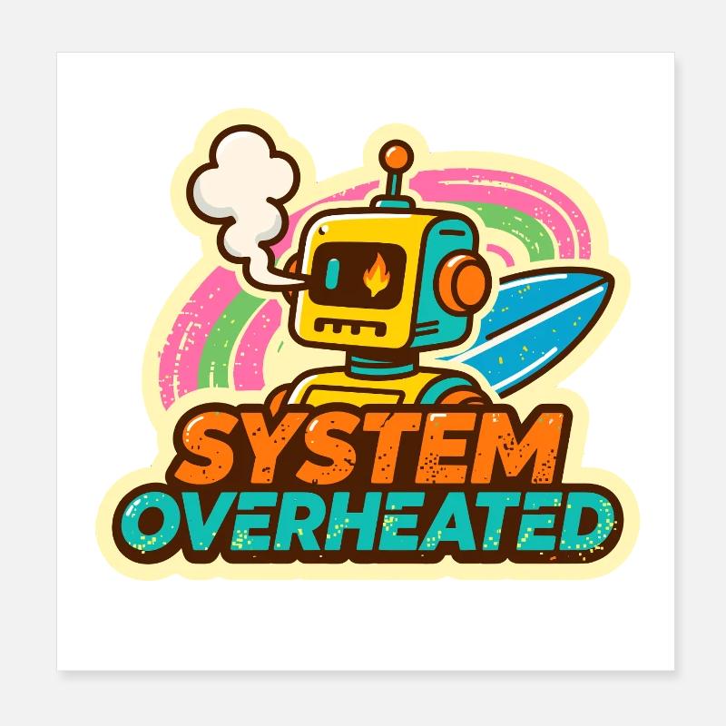 Robot rétro surf art design Poster 20 x 20 cm