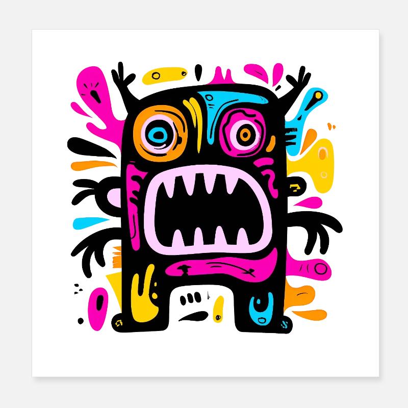 Bunte Uhr - Poster 20x20 cm - Weiß