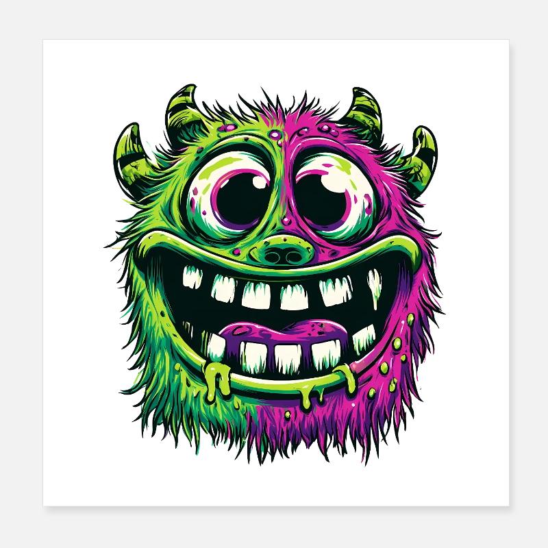 Buntes psychedelisches Monster Poster 20x20 cm