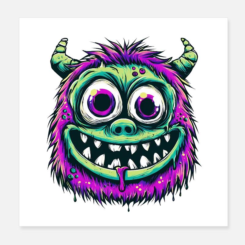 Colorful Psychedelic Monster Poster 8" x 8" (20x20 cm)