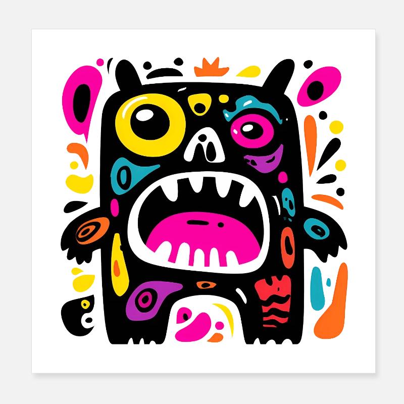 Design Coloré Monstre Expressif Poster 20 x 20 cm