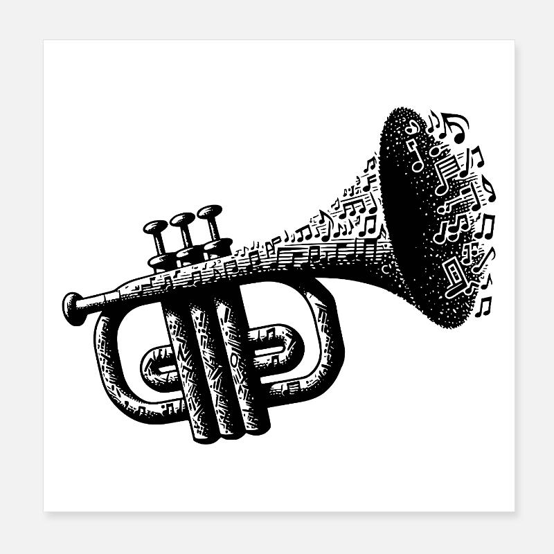 Trumpet on, worries from note explosion music magic Poster 8" x 8" (20x20 cm)