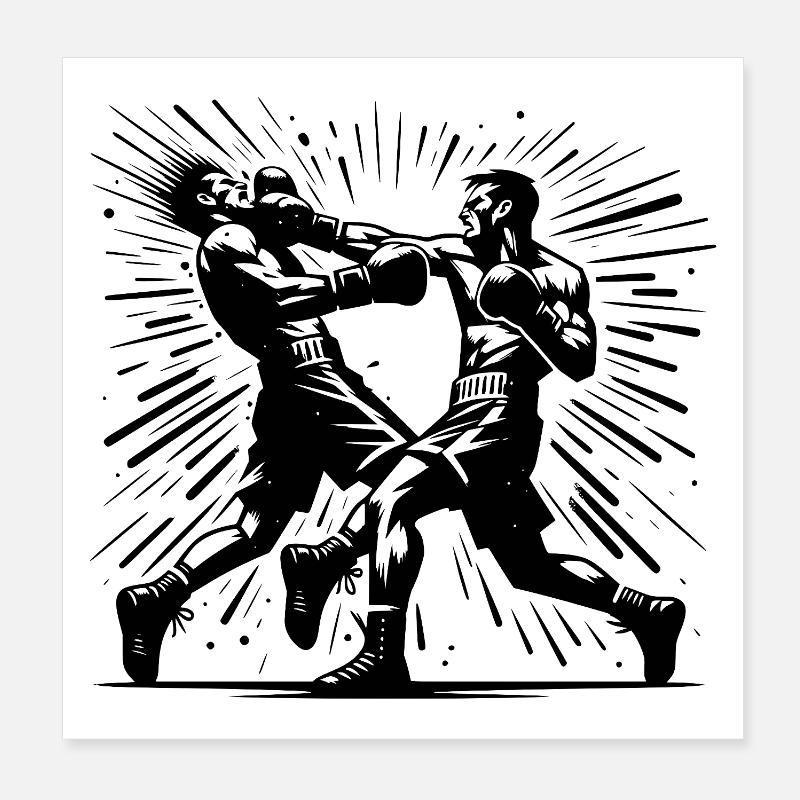 Action de boxe rétro Le coup de poing décisif Poster 20 x 20 cm