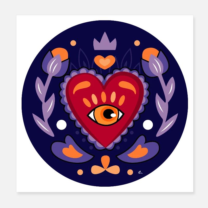 Mystisches Herz Poster 20x20 cm