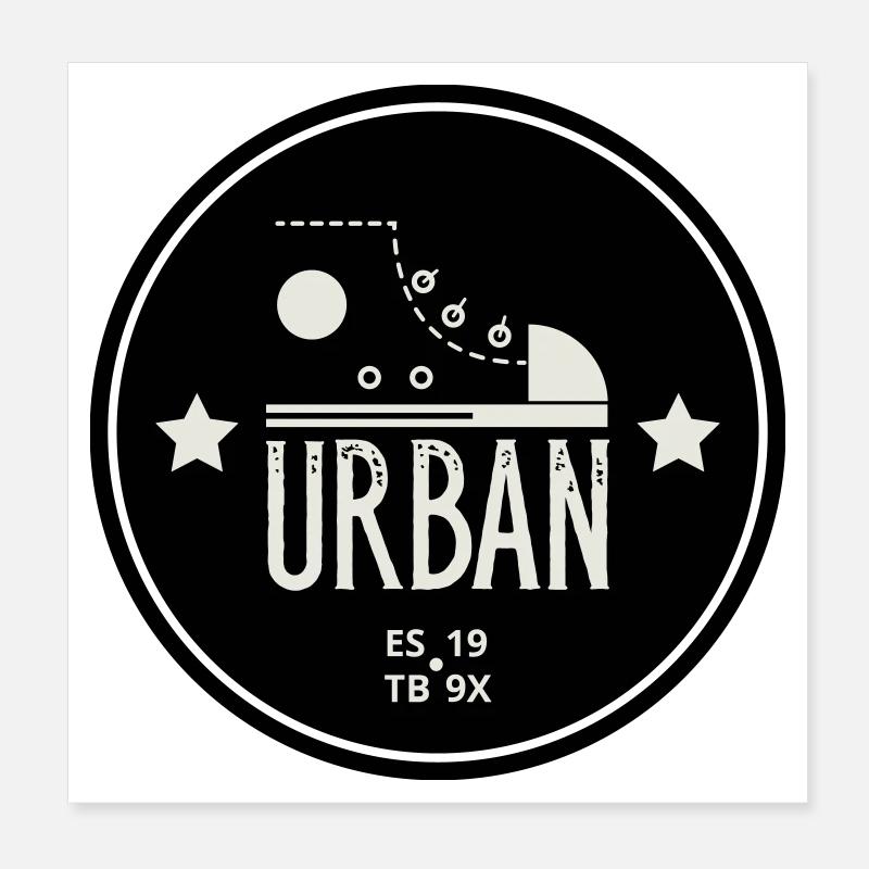 Urban Style Abzeichen mit rotem Sneaker und Bold Poster 20x20 cm