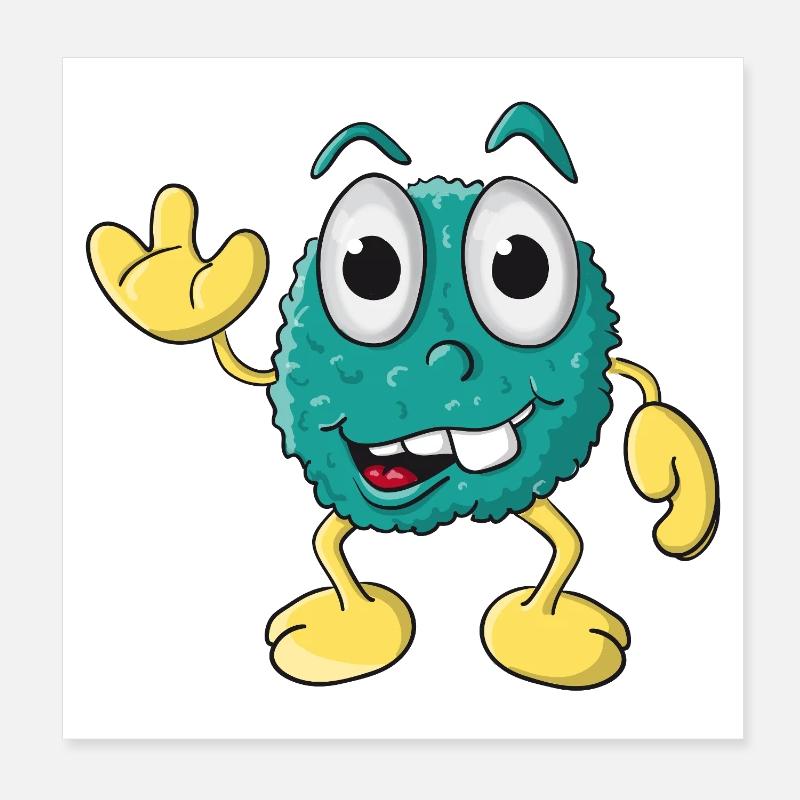 Funny Monster Poster 8" x 8" (20x20 cm)