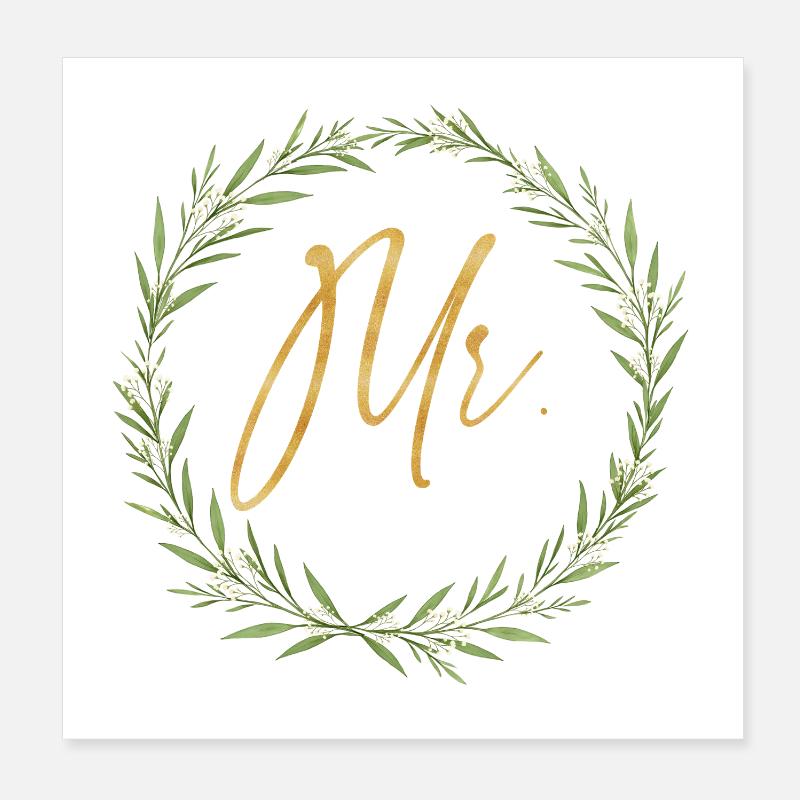 Mr! Elegant kransdesign til brudgommen Poster 20x20 cm