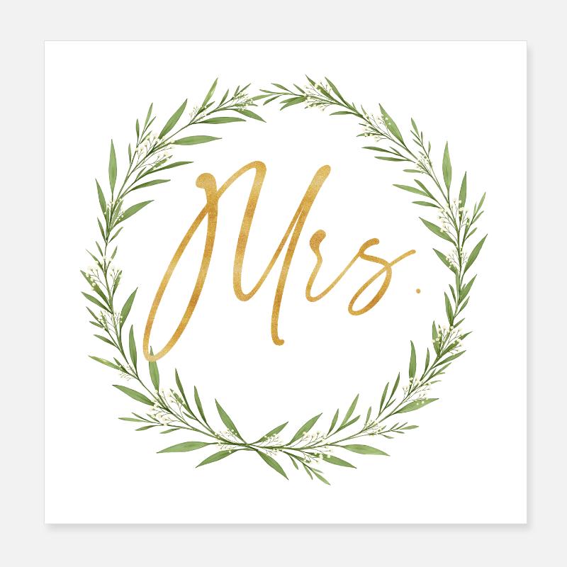Mrs! Elegant wreath design for brides Poster 8" x 8" (20x20 cm)