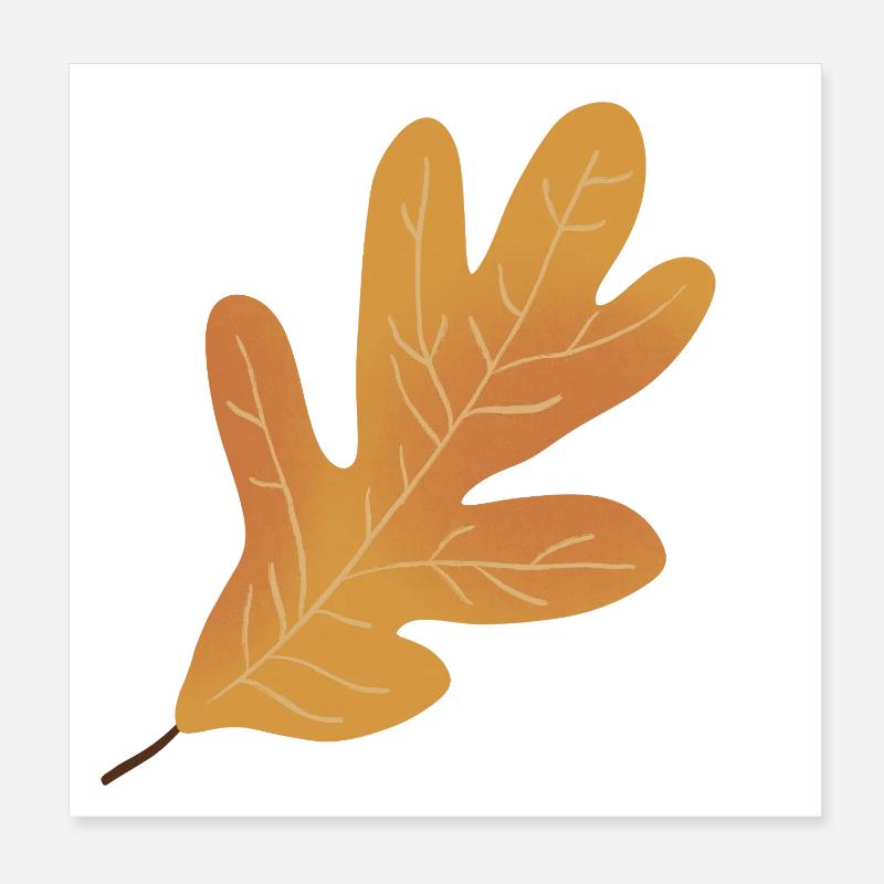 Illustration de feuille de chêne d’automne Poster 20 x 20 cm