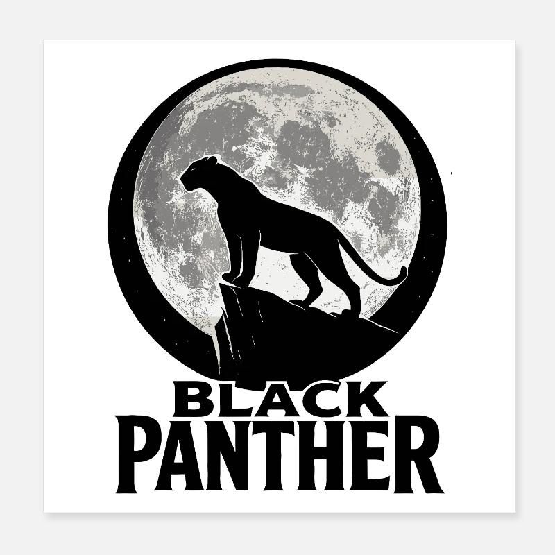 Panther Silhouette Under Full Moon Poster 8" x 8" (20x20 cm)