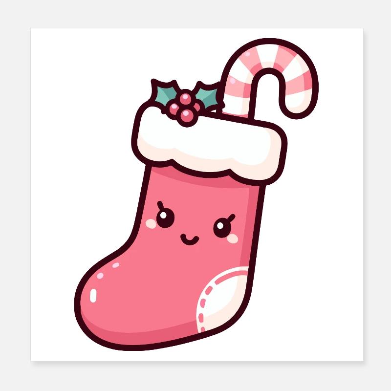 Illustration de bas de Noël festif Poster 20 x 20 cm