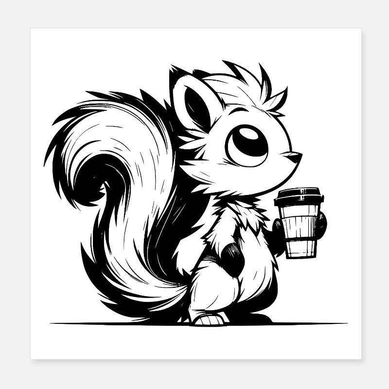 Plus de café, moins de stress Journée des écureuils Poster 20 x 20 cm