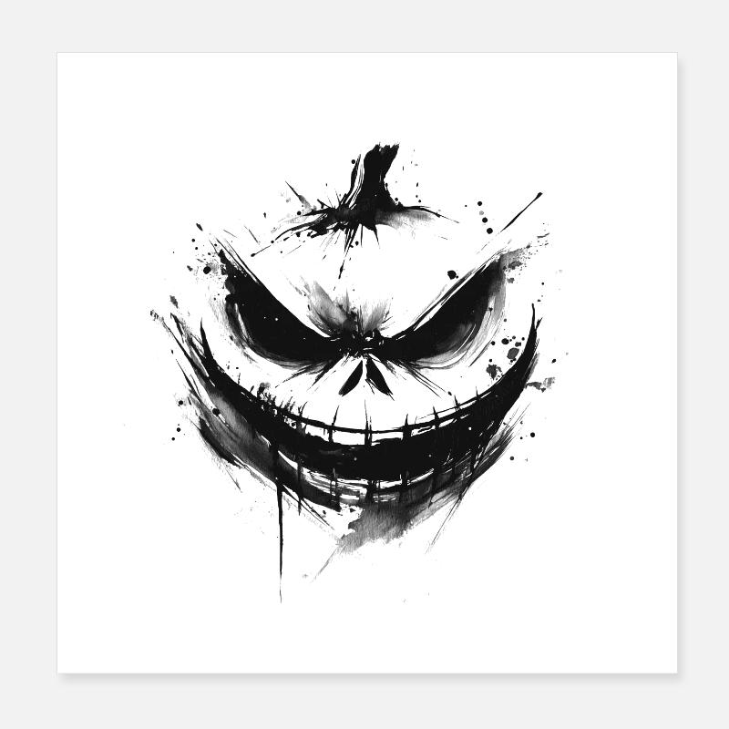 Düstere Gesichtssilhouette mit Lächeln Poster 20x20 cm
