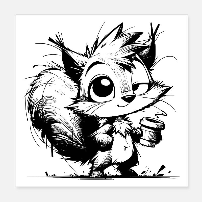 Kaffee Energie ersetzt Eichhörnchen Winterschlaf Poster 20x20 cm